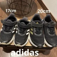 キッズスニーカー　adidas スニーカー ブラック　3本線17