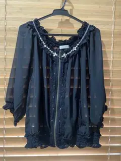 ブラックジッパーシフォン羽織り 新品タグ無し♪