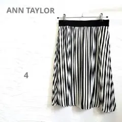 【アンテイラーANN TAYLOR】シフォンひざ丈スカート プリーツ ストライプ