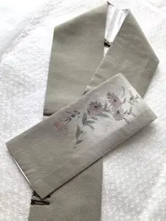未使用 作家物 手描き 花模様 正絹 重ね衿