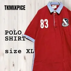 TKタケオキクチ MIXPICE 鹿の子半袖ポロシャツ レッド XL