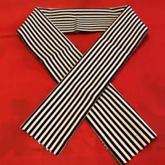【32】110cm 半襟 半衿 黒 ハンドメイド ハギレ ストライプ 着物