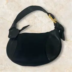 ランセル　黒　バンブー　ショルダーバッグ　ハーフムーン　LANCEL