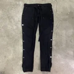 mnml ミニマル サイドボタン 裾ジップ パンツ ブラック