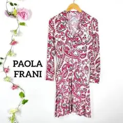 PAOLA FRANI ペイズリー 総柄 オープンカラー 長袖 ワンピース