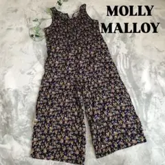 【Molly Molloy】 モリーマロイー 花柄オールインワン 黒