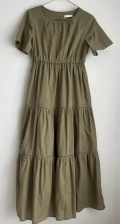 エージーバイアクアガール　ティアードマキシワンピース　カーキ