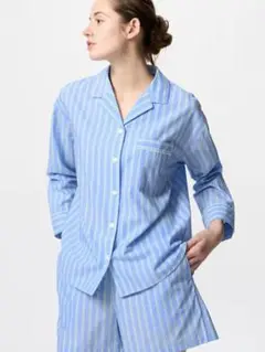 新品☆S【ユニクロ】長袖パジャマ 上下セットアップ ブルー マルチストライプ
