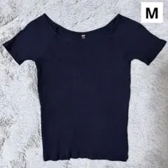 UNIQLO ユニクロ リブバレエネックT　Tシャツ 半袖　M