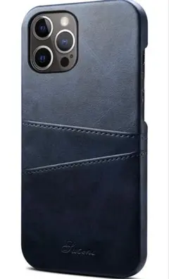ネイビー レザー iPhone14pro用ケース