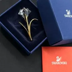 美品　スワロフスキー　SWAROVSKI　ブローチ　花　フラワー　クリスタル