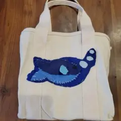 魚のフェルトアップリケキャンバストートバッグ