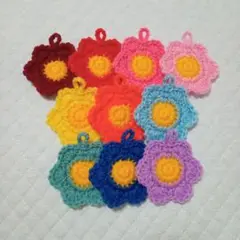 お花のミニたわし10枚(カラフル)