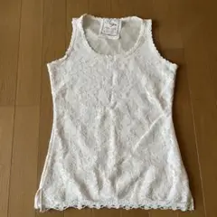 ホワイト レース ノースリーブ タンクトップ