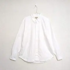 メンズ コットン ボタンダウンシャツ 白 サイズL