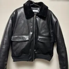 leather jacket 韓国　黒