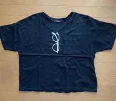 w closet 黒 Vネック Tシャツ メガネ刺繍 ダブルクローゼット
