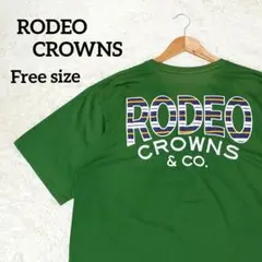 最終価格 ロデオクラウンズ【F】ビッグシルエットTシャツ 刺繍 ポケット カーキ