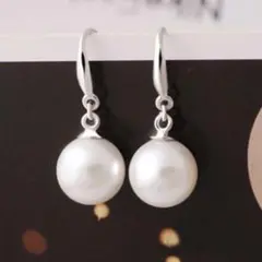 ❤️存在感 パール10mm 揺れるフックレディース シルバー925 プラチナ