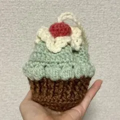 カップケーキ　巾着　チョコミント　ミントグリーン