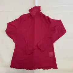 ピンク ハイネック フリル 長袖 Tシャツ L