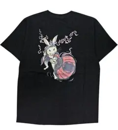 [むかしむかし] 和柄 Tシャツ 半袖 《火消しうちわ兎》 黒 メンズL