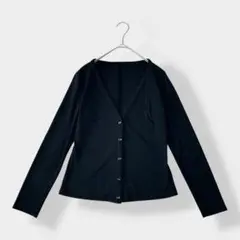 ROJEAN LOUIS Ｖネック コットンポリエステル カーディガン ブラック