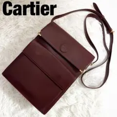 美品✨カルティエ ショルダーバッグ マストライン C金具 ワインレッド ゴールド
