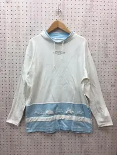レトロ 古着 courreges ロゴ刺繍 ハイネックバイカラートレーナー