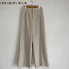【GEORGES RECH】リネン　麻混　ワイドパンツ　タック　裏地あり【38】