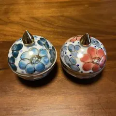 花柄 陶器 小物入れ 2個セット ベンジャロン焼き 2個セット 小物 飾り 金色