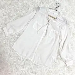 Vert Dense✨良品　ブラウス　コックタイ風　お洒落　ホワイト　（M）