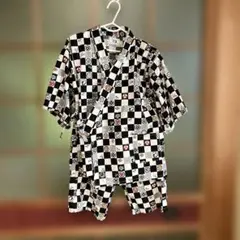即日発送！美品！甚平 黒白デザイン サイズ140