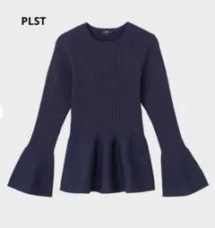 PLST・ホールガーメントニットペプラムセーター