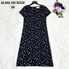 ALMA EN ROSE モリハナエ フラワープリントワンピース ロゴ入り
