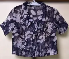 花柄ショートシャツ　ブラウス　 昭和レトロ　和モダン　ハンドメイド