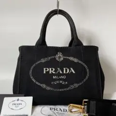 【極美品】プラダ カナパ S トートバッグ 2way キャンバス レザー 黒