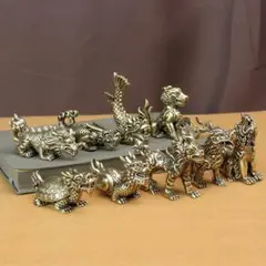 銅製 竜九子 コレクション品 美品 茶道具 書道具 文房具 装飾品 工芸品 置物 花豹子 置物 茶寵 銅器 工芸品 装飾品 美術品 書道具 文房具