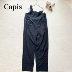 【カピス】片肩ストラップサロペット（Ｓ）オーバーオール カジュアル ズボン 黒