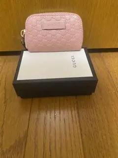 GUCCI グッチ コインケース カードケース 小銭入れ シマ レザー ピンク