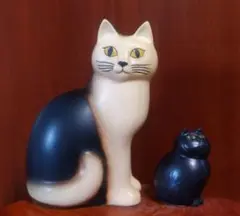 リサラーソン キャットマンズラージ＆ミアオールブラック 北欧 美品