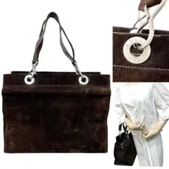 CELINE セリーヌ バッグ スエード レザー ハンド ブラウン