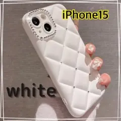 iPhone15 白 ホワイト キルティング iPhoneケース スマホケース