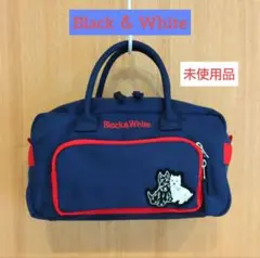 未使用品❁BLACK&WHITE❁ カートバッグ ロゴジップ　ネイビー