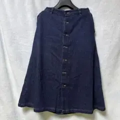 お値下げしました！ダークデニム ボタン付きロングスカート 3L