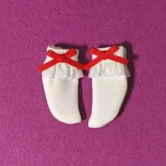 ③オビツ11サイズ フリルリボンソックス レッド