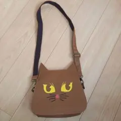 スカラー 猫の顔デザイン ショルダーバッグ ブラウン