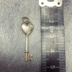 ダイヤ付ティファニーキー 鍵 ネックレストップ チャーム シルバー