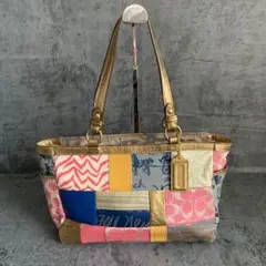 【COACH】ハンドバッグ レザー バッチワーク 異素材 肩掛けバッグ