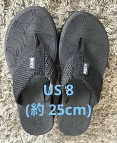 [ROXY] ブラック編み込みトングサンダル 厚底 USサイズ 8